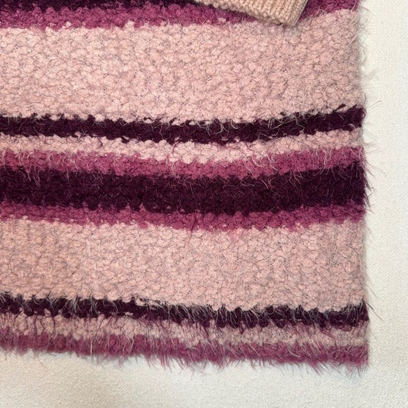 Torrid Womens Sweater SZ Plus 4 Pink Purple Striped Fuzzy Knit Crew 3/4 Sleeve - Picture 3 of 8